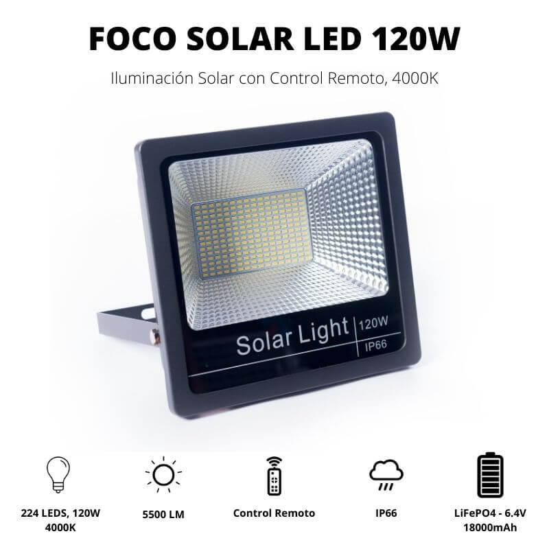 🌞MEJOR FOCO SOLAR LED POTENTE 120W PANEL SOLAR INCLUIDO🌞GRAN AUTONOMIA  15H🌞MANDO DISTANCIA🌞EXTERIOR🌞 