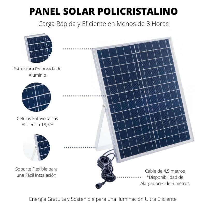 Foco Solar 100W, Luz Neutra 4000K - eledco