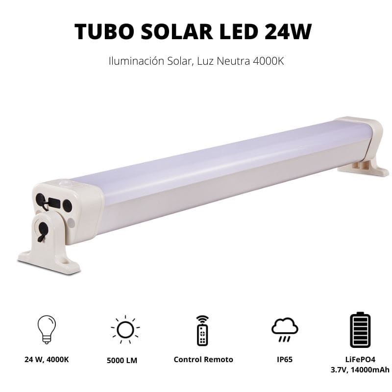 Lámpara Solar, Tubo LED 24W, 4000K, ELEDCO